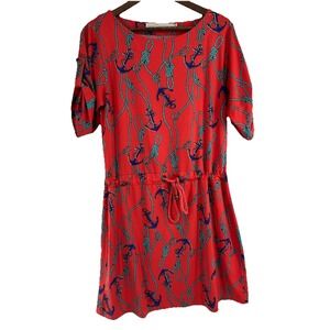 Tracy Negoshian Nautical Drop Waist Rope Tie Dress Beach Resortwear vacation